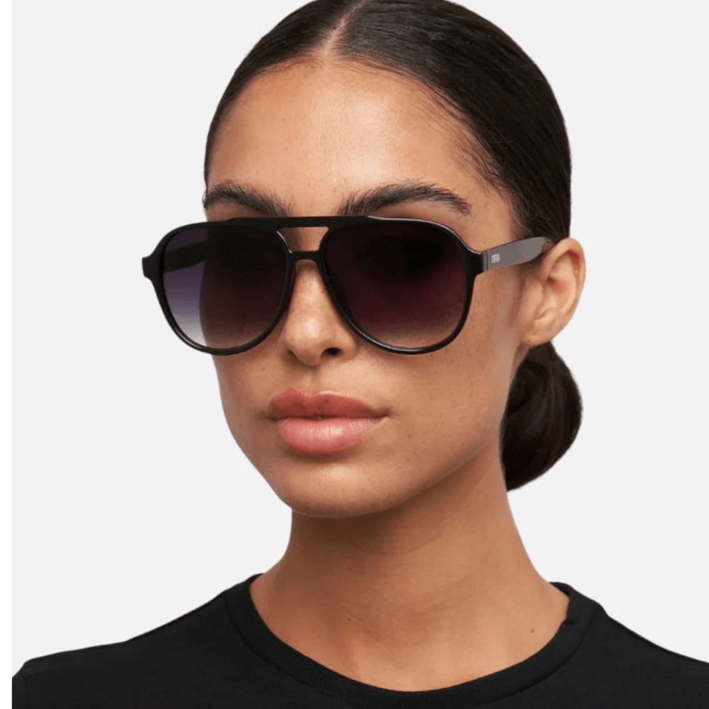 OTRA Stevie Aviator Sunglasses in Black with Gradient Lenses